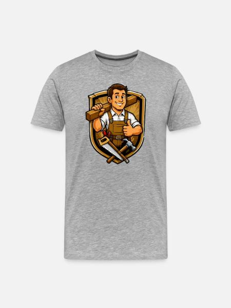 handwerker-wappen-tischler - Männer Premium Bio T-Shirt - Grau meliert