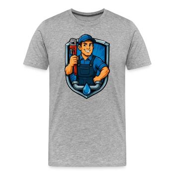 Craftsman Coat of Arms Plumber - Men's Premium Organic T-Shirt - heather grey - Front - Damien (186cm)