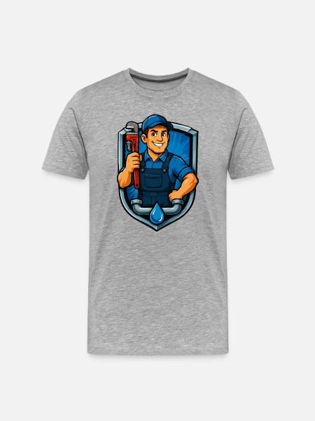 handwerker-wappen-klempner - Männer Premium Bio T-Shirt - Grau meliert