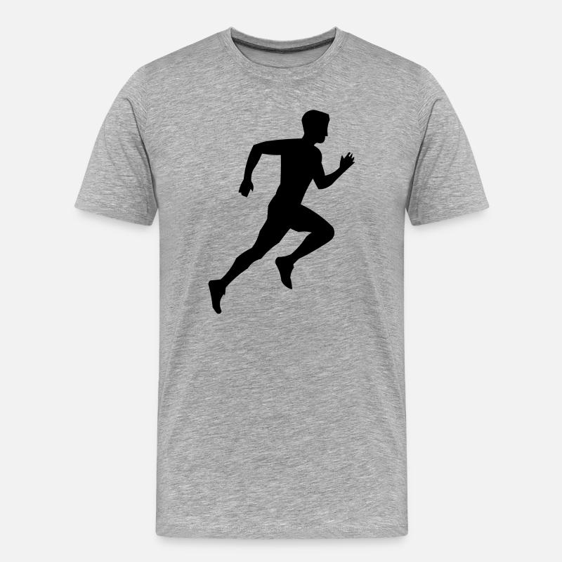 rennen_silhouette - Männer Premium Bio T-Shirt - Grau meliert