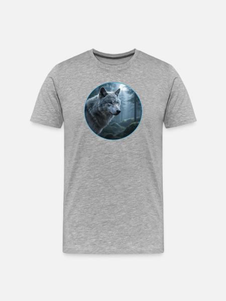 T-Shirt Design "Wolf" - Men's Premium Organic T-Shirt - heather grey