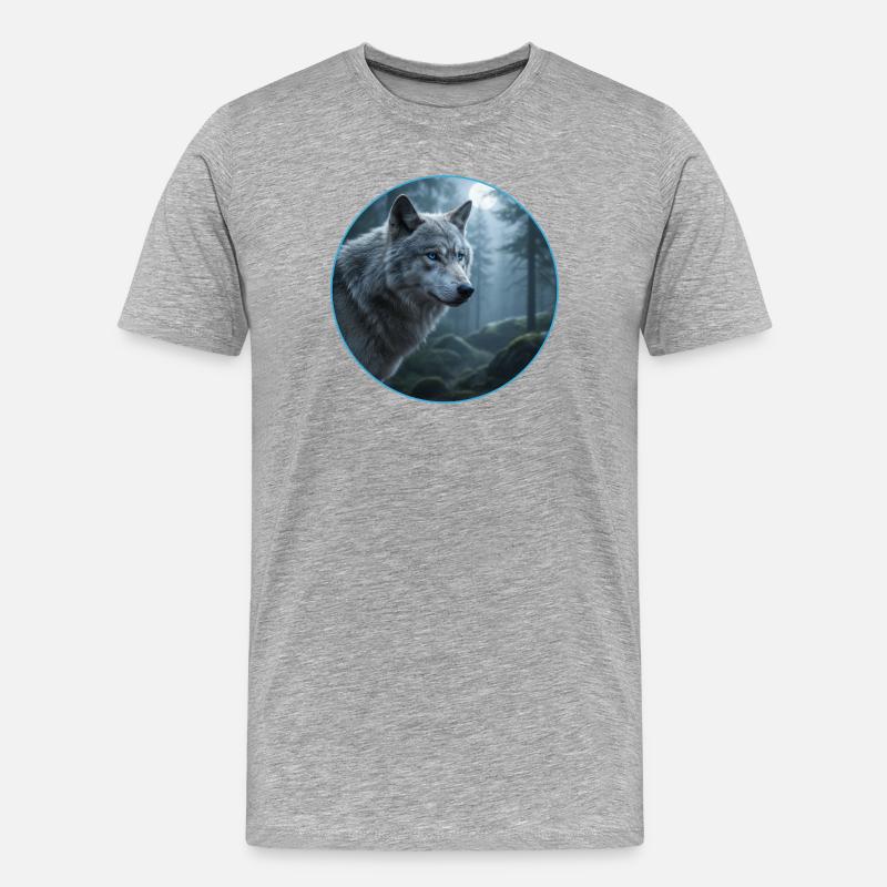 T-Shirt-Design „Wolf“ - Männer Premium Bio T-Shirt - Grau meliert