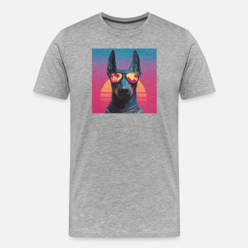 Anubis Synthwave - God on Vacation - Men's Premium Organic T-Shirt - heather grey