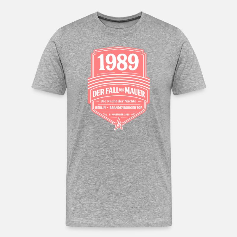 1989 – Der Fall der Mauer - Männer Premium Bio T-Shirt - Grau meliert