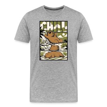 Chill Capybara Relax Design - T-shirt bio Premium Homme - gris chiné - Devant - Damien (186cm)