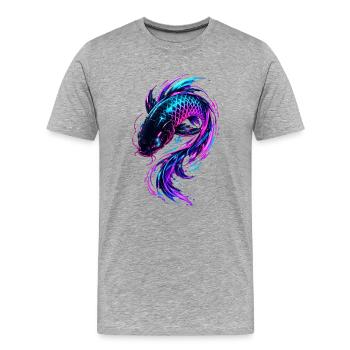 Flux de Koi Néon - T-shirt bio Premium Homme - gris chiné - Devant - Damien (186cm)