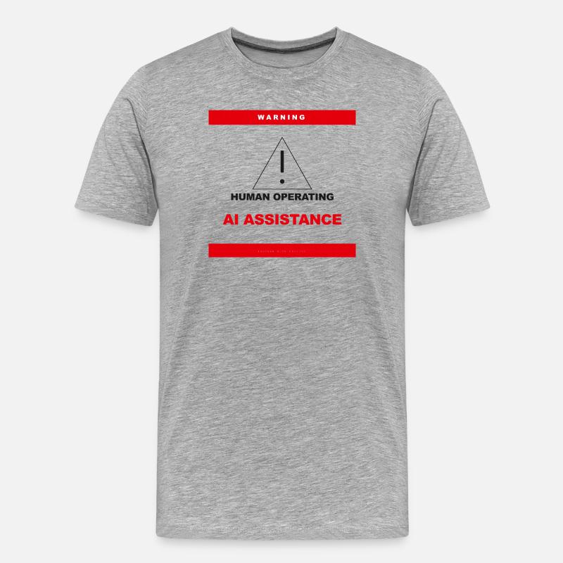 WARNUNG: MENSCH OPERIERT MIT KI-UNTERSTÜTZUNG - Männer Premium Bio T-Shirt - Grau meliert