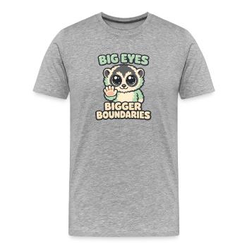 Große Augen | Plumplori mit Grenzen - Männer Premium Bio T-Shirt - Grau meliert - Vorne - Damien (186cm)