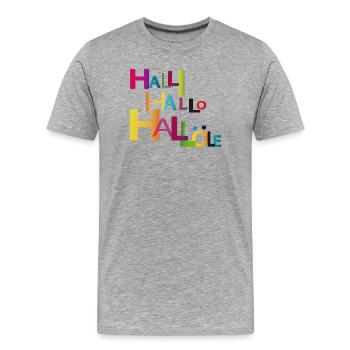 Bonjour Bonjour Bonjour - T-shirt bio Premium Homme - gris chiné - Devant - Damien (186cm)
