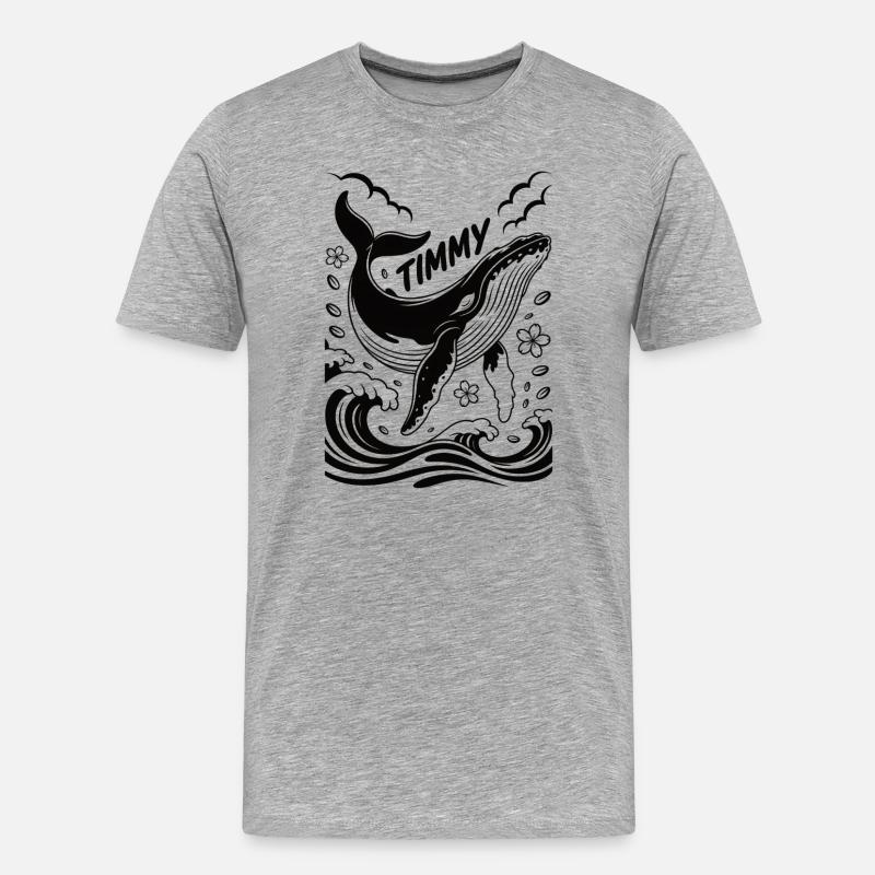 Timmy der Wal - Männer Premium Bio T-Shirt - Grau meliert