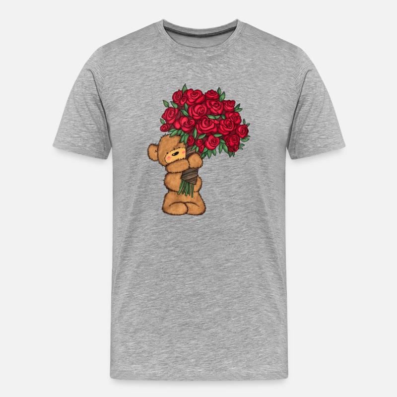 Baer_Blumen - Männer Premium Bio T-Shirt - Grau meliert