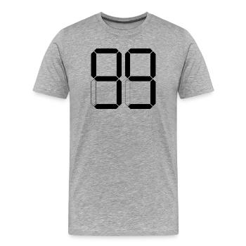 NUMÉRO 99 Quatre-vingt-dix-neuf cadeaux numériques - T-shirt bio Premium Homme - gris chiné - Devant - Damien (186cm)