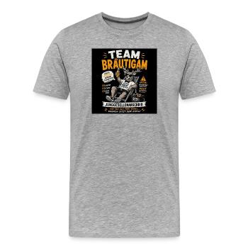 Team Bräutigam Junggesellenabschied - Männer Premium Bio T-Shirt - Grau meliert - Vorne - Damien (186cm)