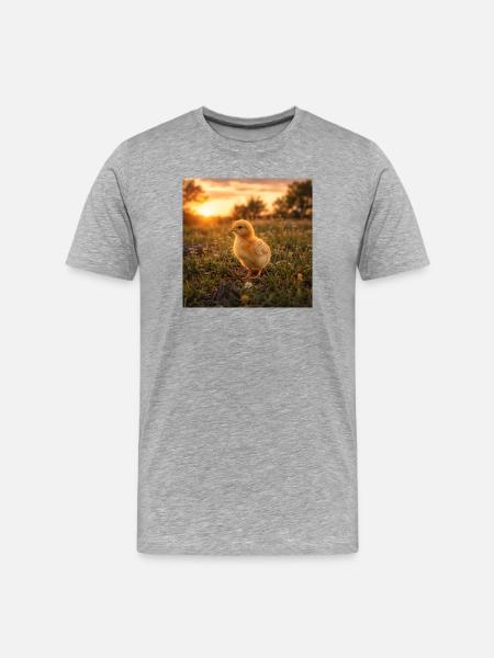 Yellow chicken at sunset - Men's Premium Organic T-Shirt - heather grey
