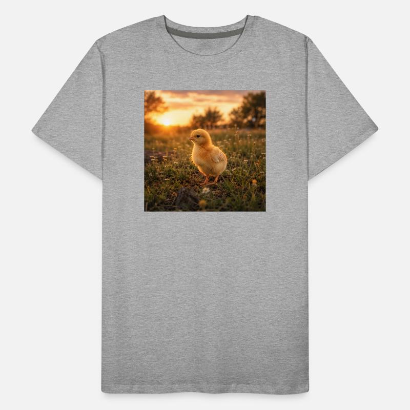 Yellow chicken at sunset Men's Premium Organic T-Shirt