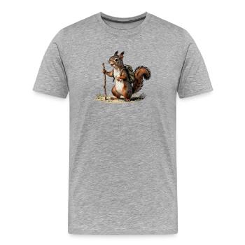 Vintage Squirrel Hiker Naturalist - Men's Premium Organic T-Shirt - heather grey - Front - Damien (186cm)