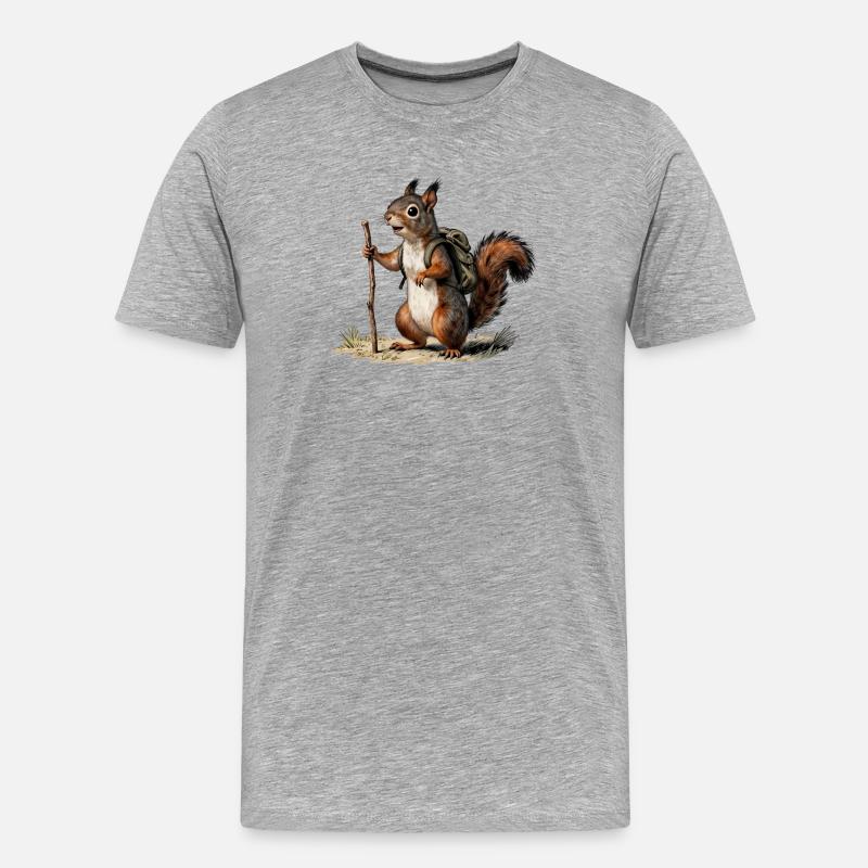 Naturforscher für Oldtimer-Eichhörnchenwanderer - Männer Premium Bio T-Shirt - Grau meliert