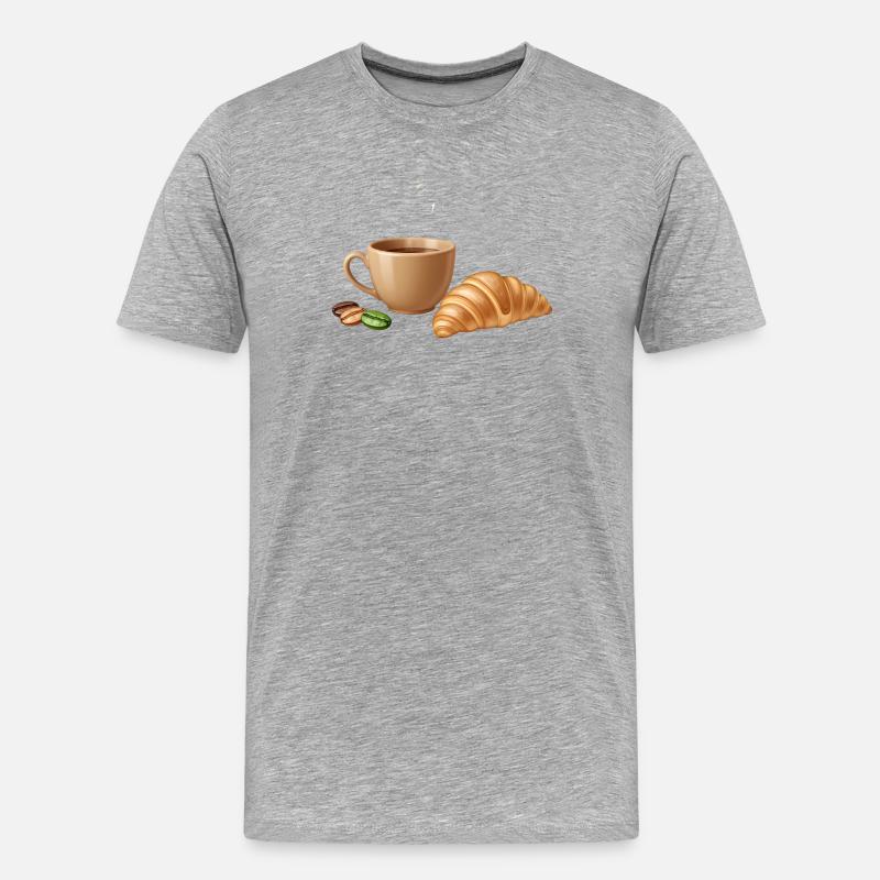 Kaffee Croissant Moment - Männer Premium Bio T-Shirt - Grau meliert