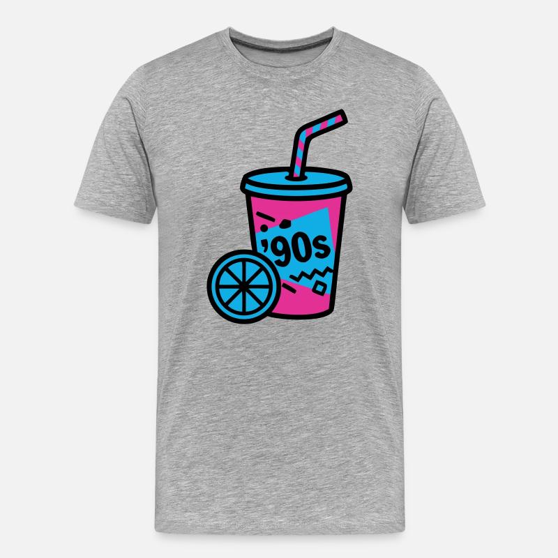 90s Retro Becher Slush Sommer - Männer Premium Bio T-Shirt - Grau meliert