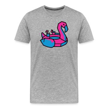 Flamingo Swimming Animal Pool Party - Men's Premium Organic T-Shirt - heather grey - Front - Damien (186cm)
