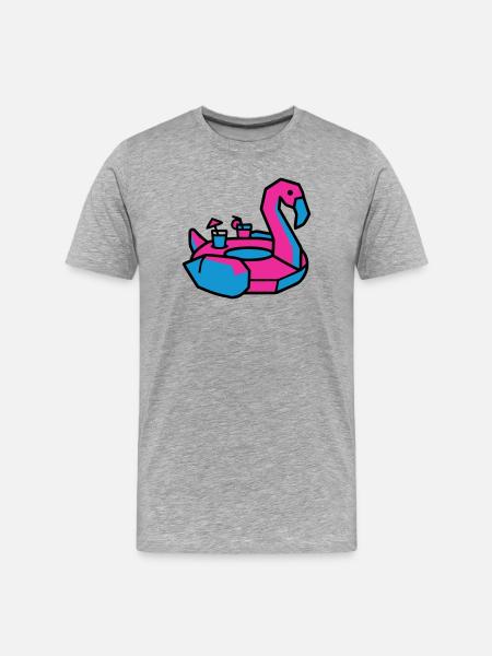 Flamingo Schwimmtier Pool Party - Männer Premium Bio T-Shirt - Grau meliert