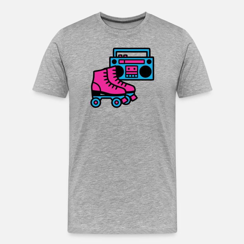 Rollschuhe Boombox 80er Retro - Männer Premium Bio T-Shirt - Grau meliert