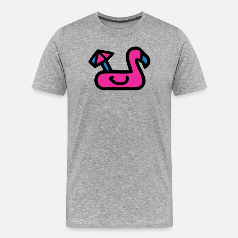 Flamingo Luftmatratze Retro - Männer Premium Bio T-Shirt - Grau meliert