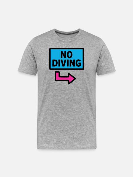 No Diving Schild Pool Retro - Männer Premium Bio T-Shirt - Grau meliert