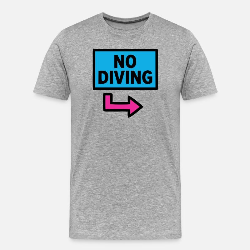No Diving Schild Pool Retro - Männer Premium Bio T-Shirt - Grau meliert