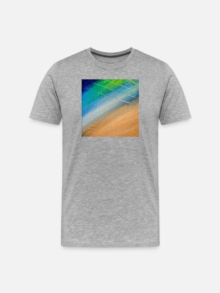 Farbfluss und Goldlinien - Männer Premium Bio T-Shirt - Grau meliert