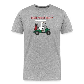 Gans im Golfwagen – Zu albern - Männer Premium Bio T-Shirt - Grau meliert - Vorne - Damien (186cm)