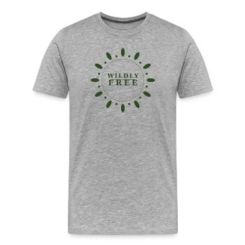 Couronne sauvagement libre - T-shirt bio Premium Homme - gris chiné - Devant - Damien (186cm)