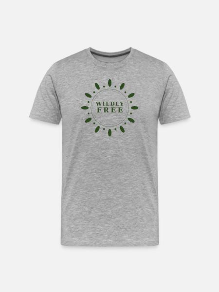 wildly free wreath - Männer Premium Bio T-Shirt - Grau meliert