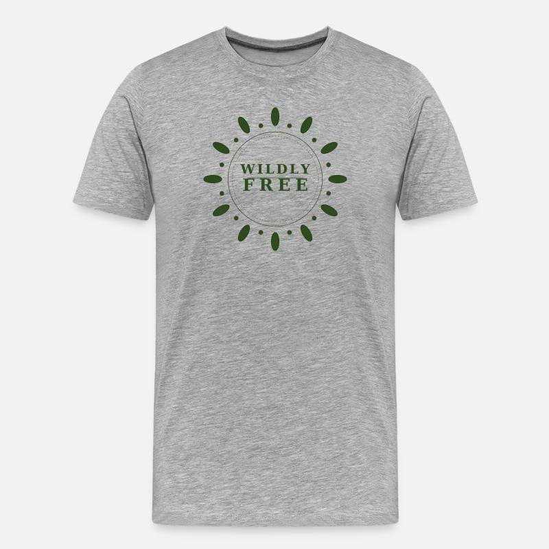wildly free wreath - Männer Premium Bio T-Shirt - Grau meliert