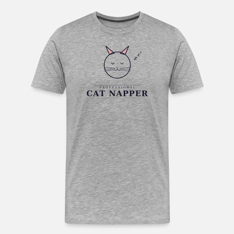 professional cat napper - Männer Premium Bio T-Shirt - Grau meliert