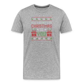 Weihnachtskreuzstich Abbildung mit Inschrift - Männer Premium Bio T-Shirt - Grau meliert - Vorne - Damien (186cm)