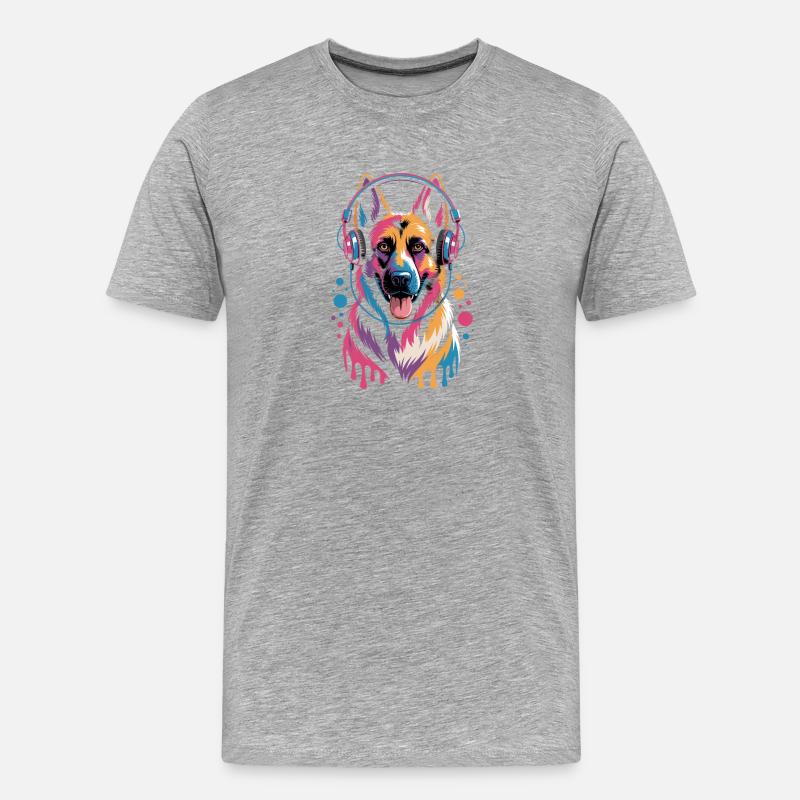 Deutscher Schäferhund - Männer Premium Bio T-Shirt - Grau meliert