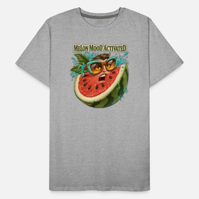 Visage drôle de pastèque activé par l’humeur de melon T-shirt bio Premium Homme