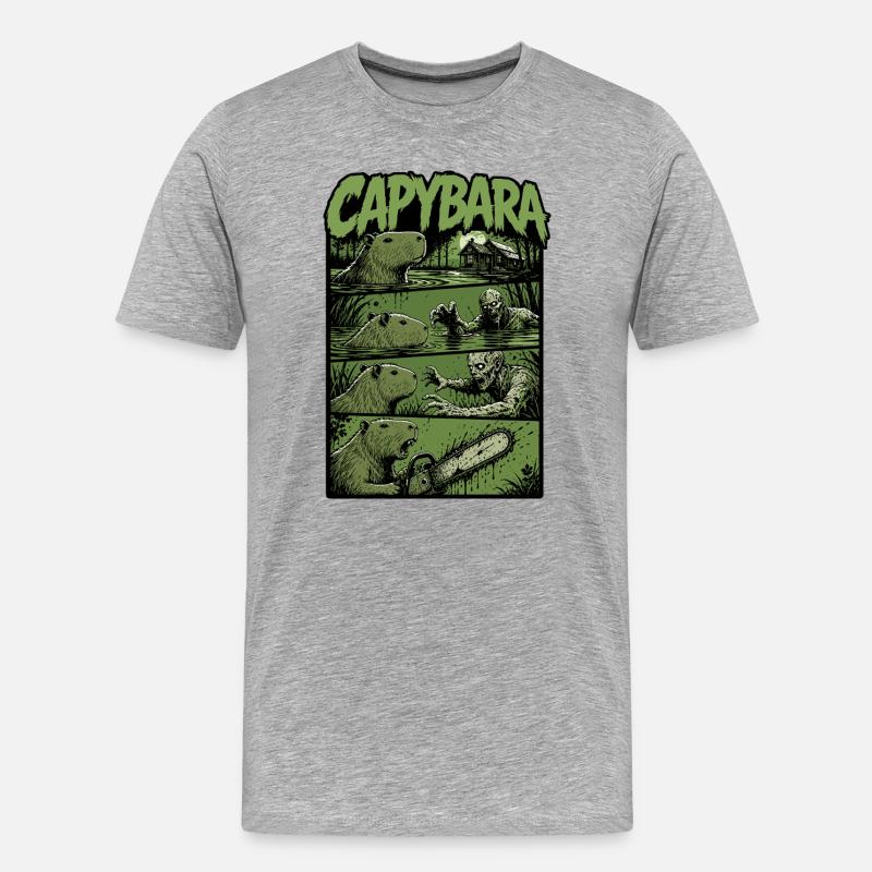 Zombie Sumpf Capybara - Männer Premium Bio T-Shirt - Grau meliert