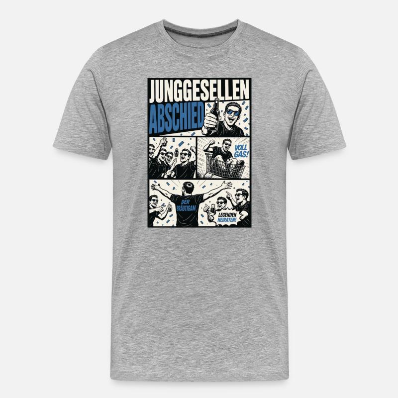 Junggesellenabschied Comic - Männer Premium Bio T-Shirt - Grau meliert