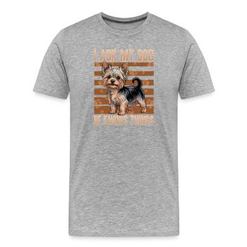 Yorkshire Terrier Yorkshire Race de chien Yorkshire - T-shirt bio Premium Homme - gris chiné - Devant - Damien (186cm)