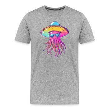 Qualle Lustig Sombrero - Männer Premium Bio T-Shirt - Grau meliert - Vorne - Damien (186cm)