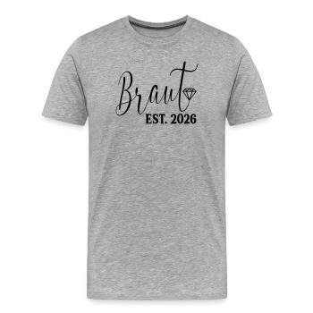 Fiançailles de mariage - Mariée 2026 - T-shirt bio Premium Homme - gris chiné - Devant - Damien (186cm)