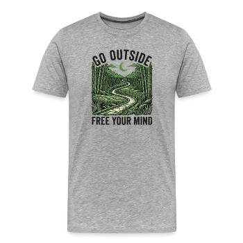 Go Outside Free Your Mind - T-shirt bio Premium Homme - gris chiné - Devant - Damien (186cm)