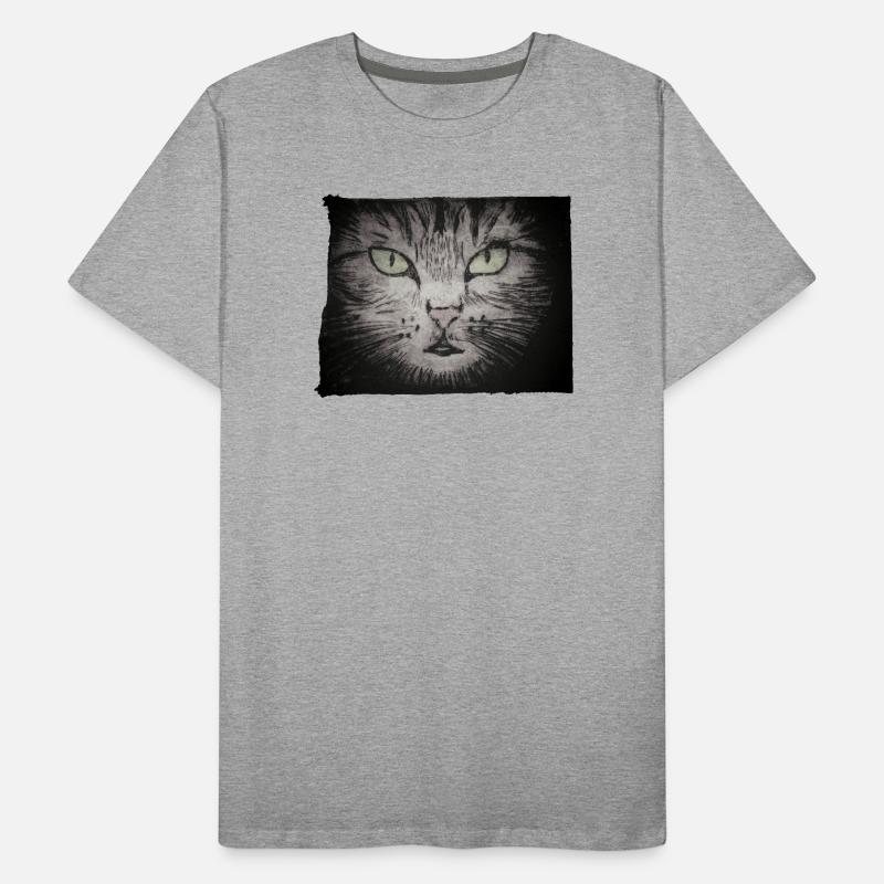 Cat Black - Gravé à la main imprimable T-shirt bio Premium Homme