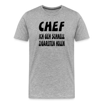 Chef - Männer Premium Bio T-Shirt - Grau meliert - Vorne - Damien (186cm)