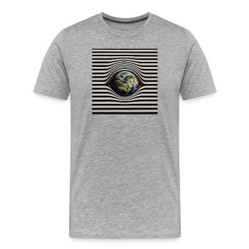 Terre en motif d’ondes optiques - T-shirt bio Premium Homme - gris chiné - Devant - Damien (186cm)