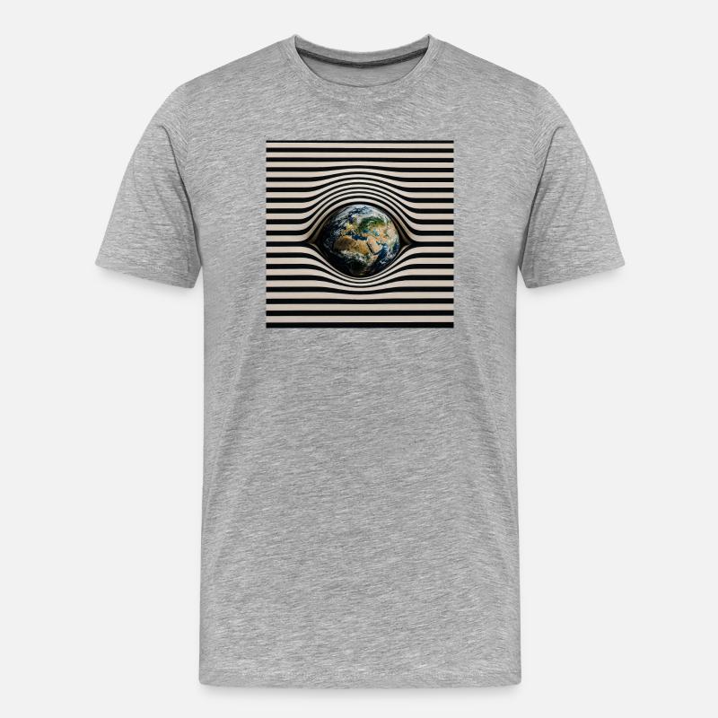 Earth in Optical Wave Pattern - Men's Premium Organic T-Shirt - heather grey