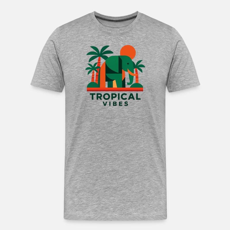 Tropical Elephant - Männer Premium Bio T-Shirt - Grau meliert