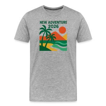 Nouvelle Aventure 2026 - T-shirt bio Premium Homme - gris chiné - Devant - Damien (186cm)